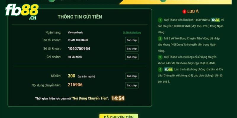 Nạp tiền trải nghiệm cược thể thao tại FB88 cực đơn giản Nạp tiền trải nghiệm cược thể thao tại FB88 cực đơn giản